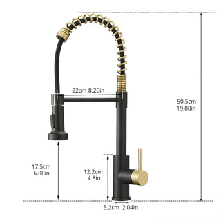 Sunvega Black and Nickel Gold Kitchen Faucet with Pull Out Sprayer