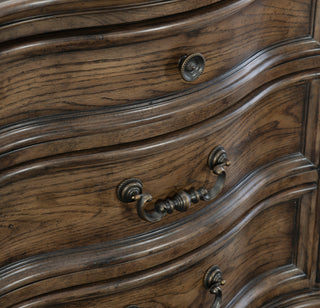 Sunvega Brown Oak Finish 3 Drawer Nightstand Bedside Table with Antique Bronze Hardware