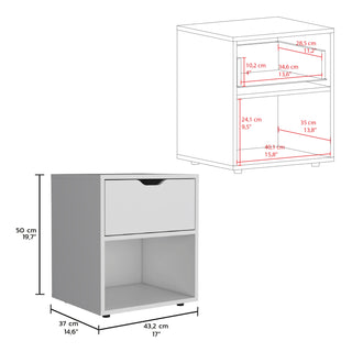 Sunvega 50x40x60 cm Nightstand End Table with Spacious Sliding Drawer