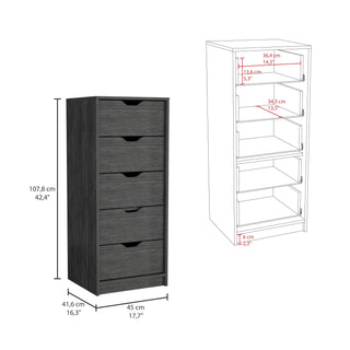Sunvega 5 Drawer Tall Dresser with Pull Out System in Fine White Finish