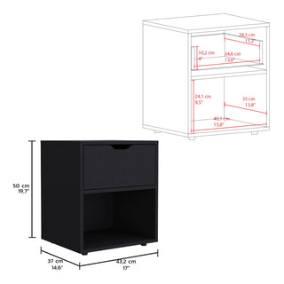 Sunvega 50x40x60 cm Nightstand End Table with Spacious Sliding Drawer