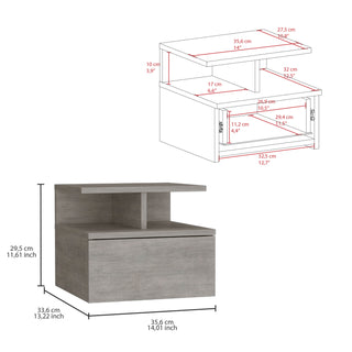 Sunvega Floating Nightstand with Large Drawer and Multiple Shelves for Storage or Decor