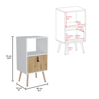 Sunvega Modern Tall Nightstand with Open Storage and Convenient Drawer