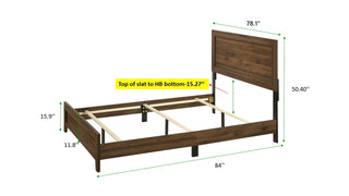Sunvega Brown Cherry Finish Contemporary Fabric Panel Bed in One Box