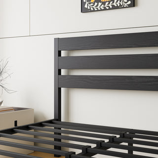 Sunvega Queen Size Platform Bed Frame with Wooden Headboard and Under Bed Storage