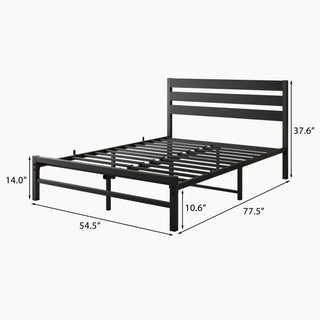 Sunvega Queen Size Platform Bed Frame with Wooden Headboard and Under Bed Storage