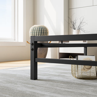 Sunvega Queen Size Platform Bed Frame with Wooden Headboard and Under Bed Storage