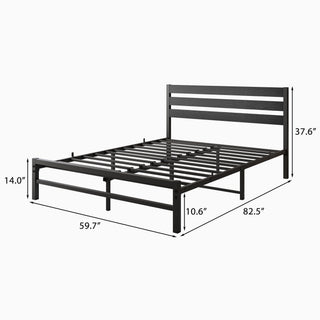 Sunvega Queen Size Platform Bed Frame with Wooden Headboard and Under Bed Storage