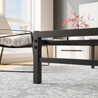 Sunvega Queen Size Platform Bed Frame with Wooden Headboard and Under Bed Storage