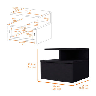 Sunvega Wall Mounted Nightstand with 2-Tier Shelf and Ample Storage Space