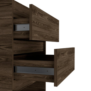 Sunvega Dark Walnut Jewelry Box Dresser with Mirror Door Cabinet and Two Drawers