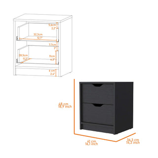 Sunvega White 2-Drawer Nightstand with Large Storage for Bedroom Organization