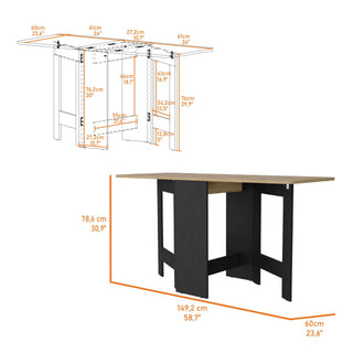 Sunvega White and Macadamia Folding Dining Table with Strong Legs and Three Forms