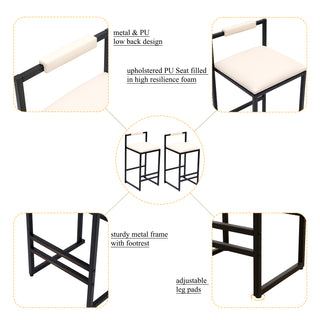 Sunvega Set of 2 Modern Paper Rope Woven Counter Height Dining Chairs with Back