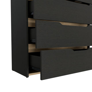 Sunvega Four Drawer Dresser with Superior Top in Black and Light Oak