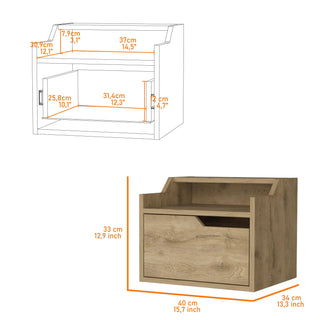 Sunvega Dark Brown Floating Nightstand with Versatile Dual-Shelf Display Design