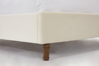 Sunvega Blue Velvet King Bed with Nailhead Trim Wingback and Buttoned Tufting