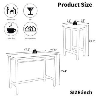 Sunvega 5-Piece Modern Kitchen Table Set with Four Bar Stools and Metal Frame