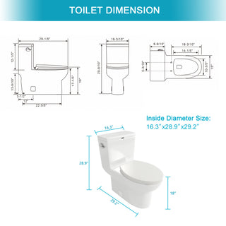 Sunvega Modern One Piece Toilet with Soft Closing Seat and Powerful Flushing
