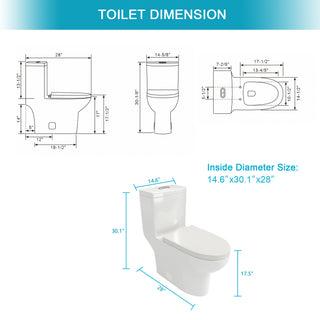 Sunvega Modern One Piece Toilet with Soft Closing Seat and Powerful Flushing
