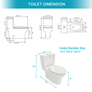 Sunvega Modern One Piece Toilet with Soft Closing Seat and Powerful Flushing
