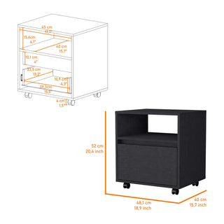 Sunvega White 1-Drawer Nightstand with Smooth Rolling Casters and Spacious Top Surface