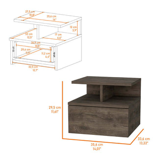 Sunvega Macadamia 2-Tier Shelf Floating Nightstand with Wall-Mount for Bedroom Storage