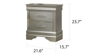 Sunvega Modern Silver Wood Nightstand with Contrast Finish Leg and Handle