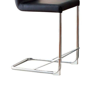 Sunvega Contemporary Black Leatherette High Chairs with Chrome Legs Set of 2