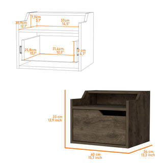 Sunvega Wall-Mountable Floating Nightstand with Drawer and Dual-Shelf Display