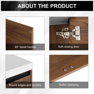 Sunvega 30 Inch Brown Bathroom Vanity with Resin Countertop Sink and 2 Doors
