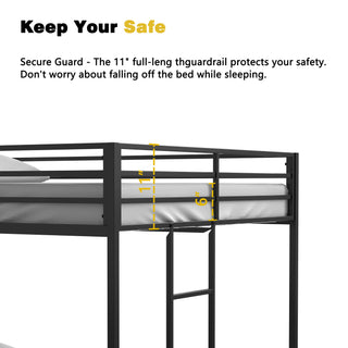 Sunvega Full over Full Metal Bunk Bed with Ladder Guardrails for Kids Adults