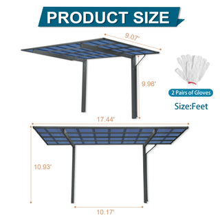 Sunvega 10x19 FT Arched Aluminum Carport with Polycarbonate Roof and Waterproof Design