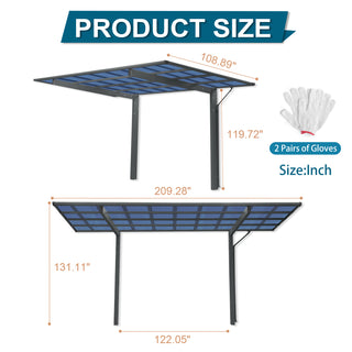 Sunvega 10x19 FT Arched Aluminum Carport with Polycarbonate Roof and Waterproof Design