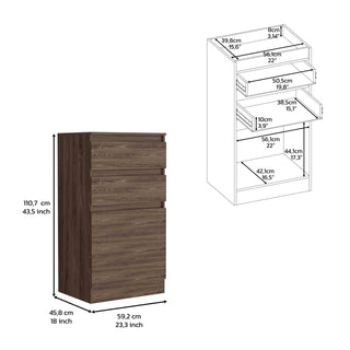 Sunvega Dark Walnut Jewelry Box Dresser with Mirror Door Cabinet and Two Drawers