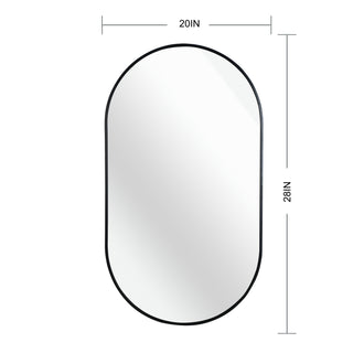 Sunvega 20x28 Inch Oval Shatterproof Mirror with Aluminum Frame for Modern Rooms