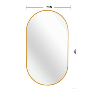 Sunvega 20x28 Inch Oval Shatterproof Mirror with Aluminum Frame for Modern Rooms