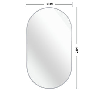 Sunvega 20x28 Inch Oval Shatterproof Mirror with Aluminum Frame for Modern Rooms
