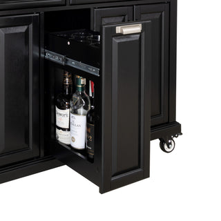 Sunvega Kitchen Cart with Rubber Wood Countertop Storage Cabinet and 2 Drawers