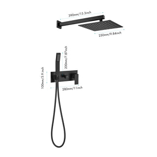 Sunvega Luxury Rain Mixer Combo Set with Rainfall Shower Head and Handheld Sprayer