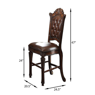 Sunvega Cherry Faux Leather Upholstered Counter Height Chairs with Nailhead Trim
