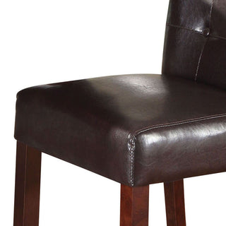 Sunvega Espresso Faux Leather and Walnut Finish Counter Height Stools with Tufted Backrest
