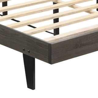 Sunvega Brown and Weathered Grey Upholstered Queen Bed with Rustic Platform Design