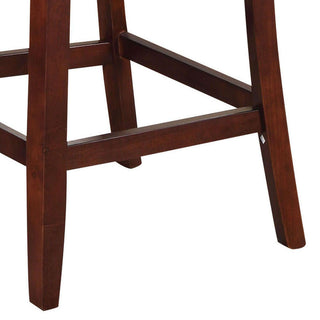 Sunvega Espresso Faux Leather and Walnut Finish Counter Height Stools with Tufted Backrest