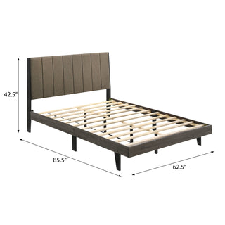 Sunvega Brown and Weathered Grey Upholstered Queen Bed with Rustic Platform Design
