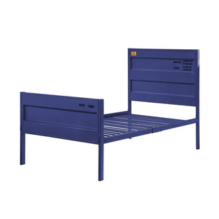 Sunvega Blue Twin Platform Bed with Panel Headboard and Low Profile Footboard