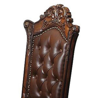 Sunvega Cherry Faux Leather Upholstered Counter Height Chairs with Nailhead Trim