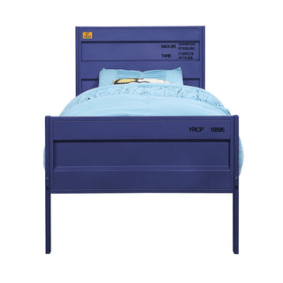 Sunvega Blue Twin Platform Bed with Panel Headboard and Low Profile Footboard