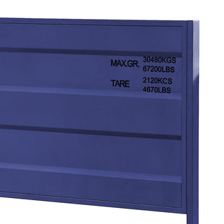 Sunvega Blue Twin Platform Bed with Panel Headboard and Low Profile Footboard