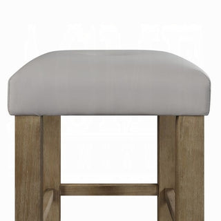Sunvega Grey Faux Leather Upholstered Counter Height Stools with Tufted Seat Cushion